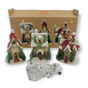 Christmas Traditions 3 Piece Vintage Christmas Village Light Set with Cord